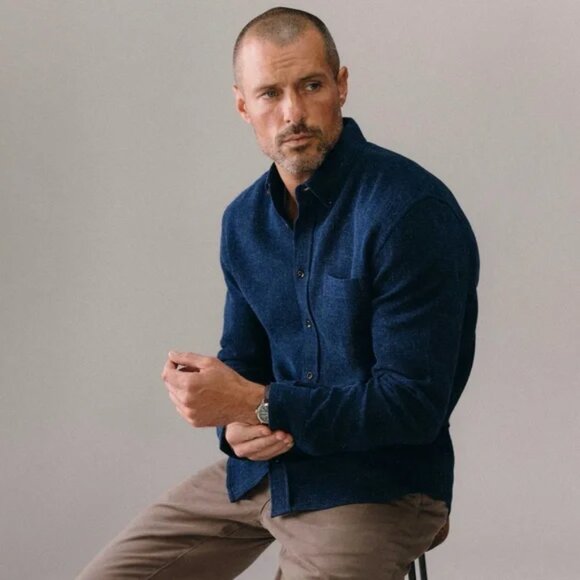 TAYLOR STITCH | The Jack Indigo Waffle Organic Cotton Button Down Overshirt 44 - Picture 1 of 10